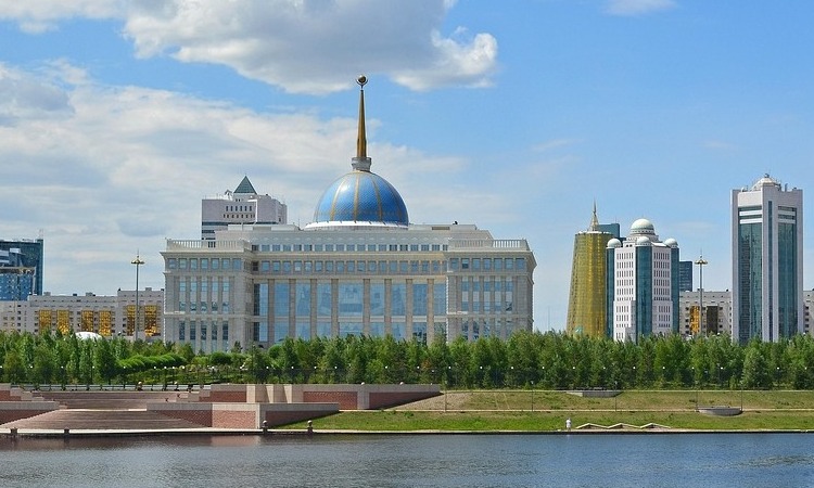 Ak Orda Presidential Palace on the bank of the Ishim River in Astana, Kazakhstan